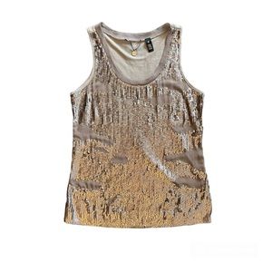 ⭐️BKE Boutique grayish taupe sleeveless sequined tank top shirt size small y2k